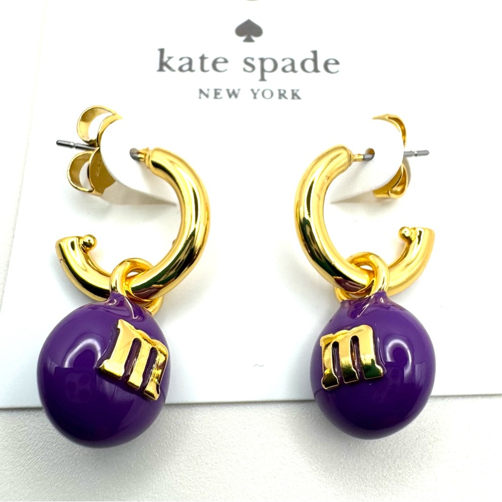 NEW KATE SPADE X M&M Collab Purple Earrings